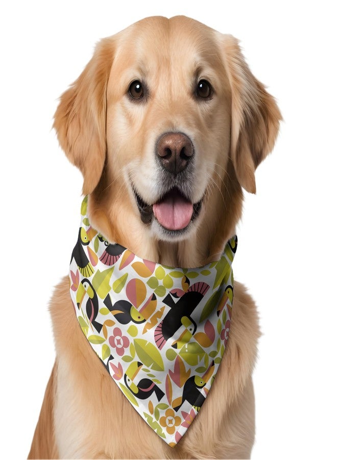 دبليو وشاح/باندان للكلاب بتصميم طيور الطوقان والزهور من دبليو برينغز | هذا الوشاح/الباندان الرائع بتصميمه المذهل هو الإكسسوار المثالي للكلاب الكبيرة والمتوسطة والصغيرة. مقاس واحد يناسب الجميع. - Image 1